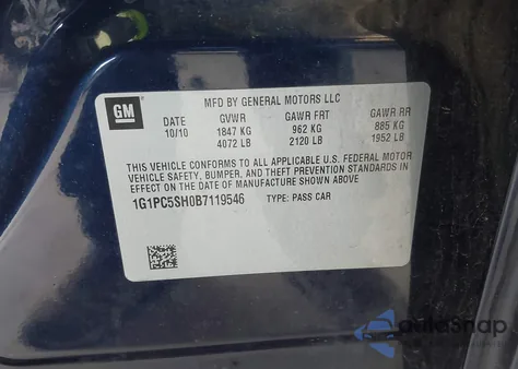 2011 Chevrolet Cruze Ls z USA, uszkodzony, nr VIN 1G1PC5SH0B7119546